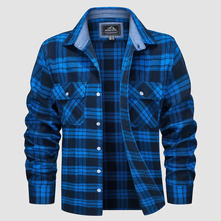 Versatile men's warm shirt, flannel-lined, long-sleeve button-down, perfect for casual or layered looks.