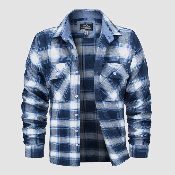 Men's comfortable flannel-lined casual shirt, long-sleeve, button-down fit for everyday warmth & style.