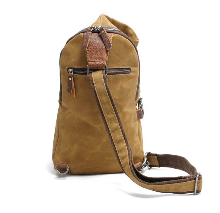 Men's casual water-resistant canvas shoulder bag, anti-theft design for active daily use & hands-free convenience.