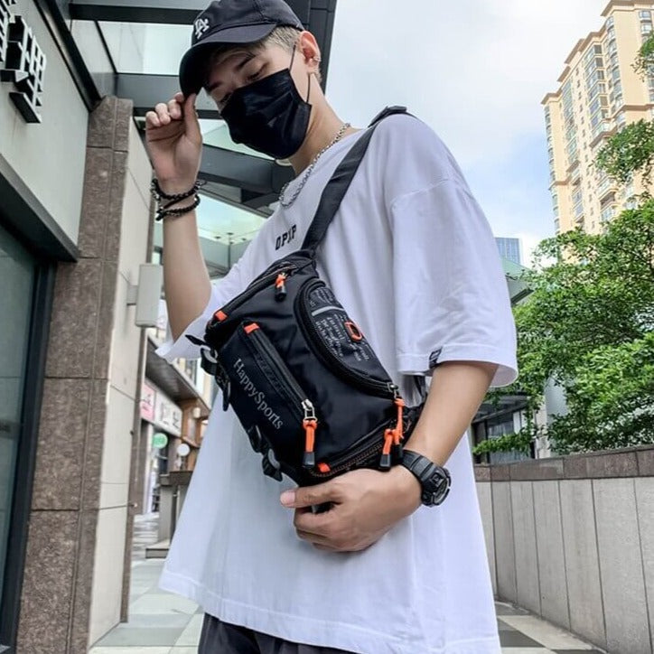 Men's versatile multi-way bag for outdoor activities & urban commutes, durable design.