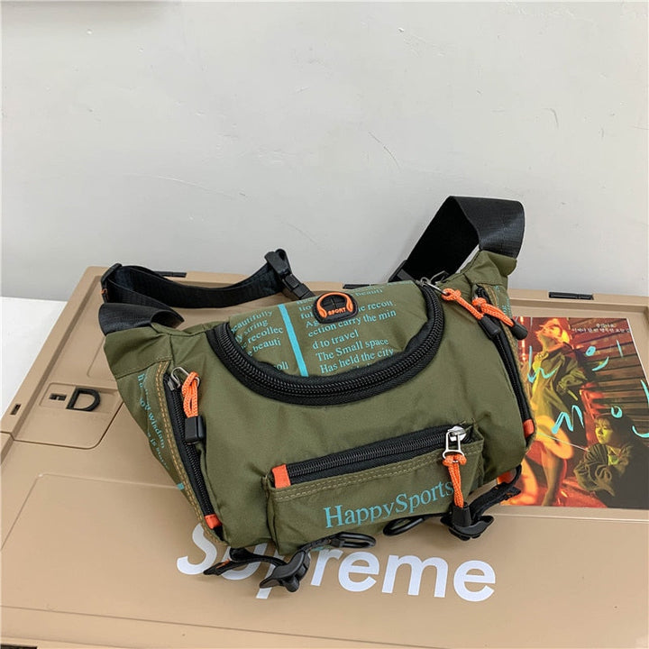 Travel-ready men's sling bag with multiple compartments for organized essentials.