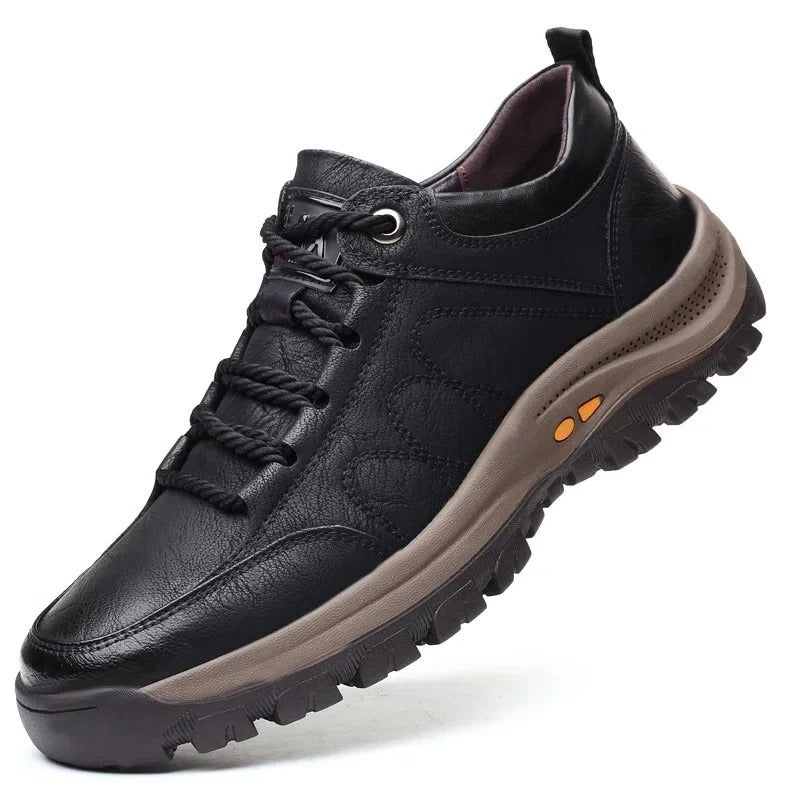 Men's waterproof comfort shoes with orthopedic support, non-slip sole, ideal for outdoor walking & everyday wear.