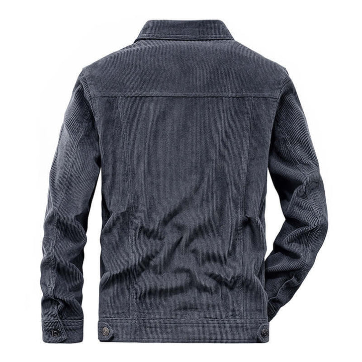 "Men's corduroy jacket in brown, thin textured finish, versatile and stylish, perfect for casual and refined looks."