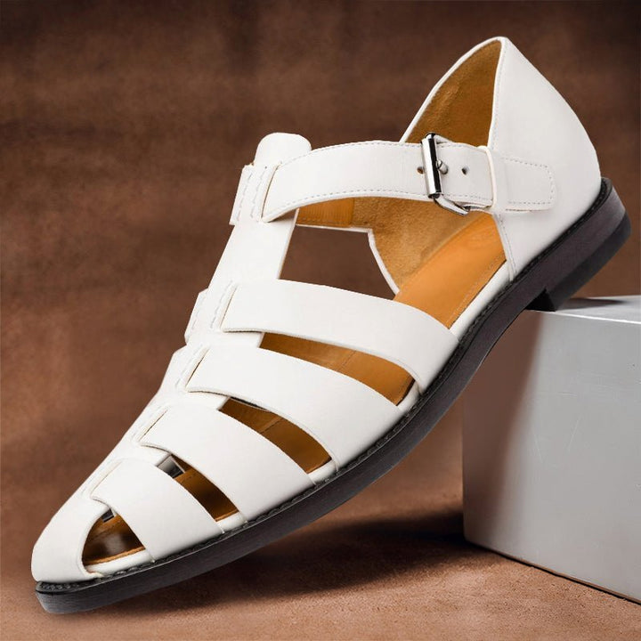 Men's Leather Fisherman Sandals with Rubber Sole - Lexians