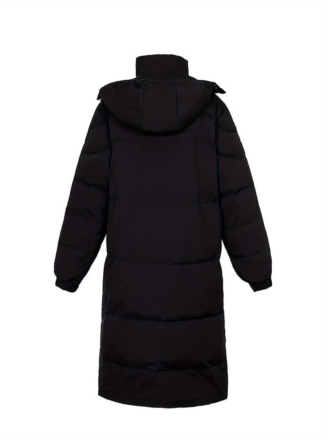 "Men's long winter jacket, padded, loose fit, zip design, solid color, full coverage, winter outerwear, high-quality fabric"