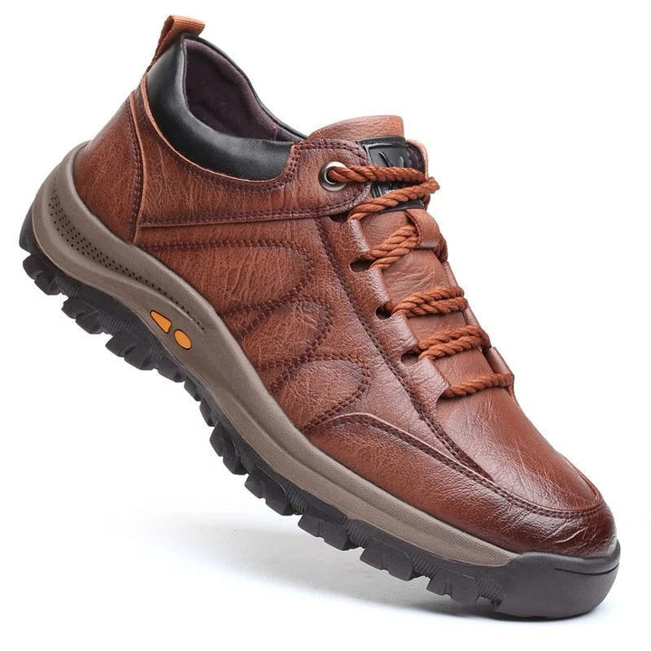 Close-up of men's brown orthopedic shoe sole