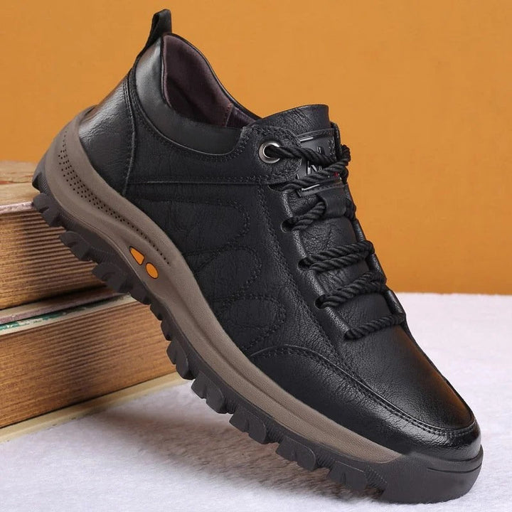 Men's brown orthopedic shoe side view