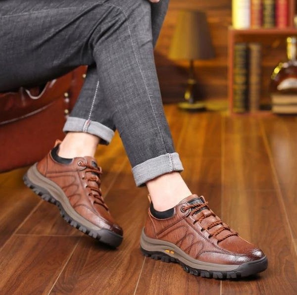 Detail shot of men's orthopedic shoe sole pattern