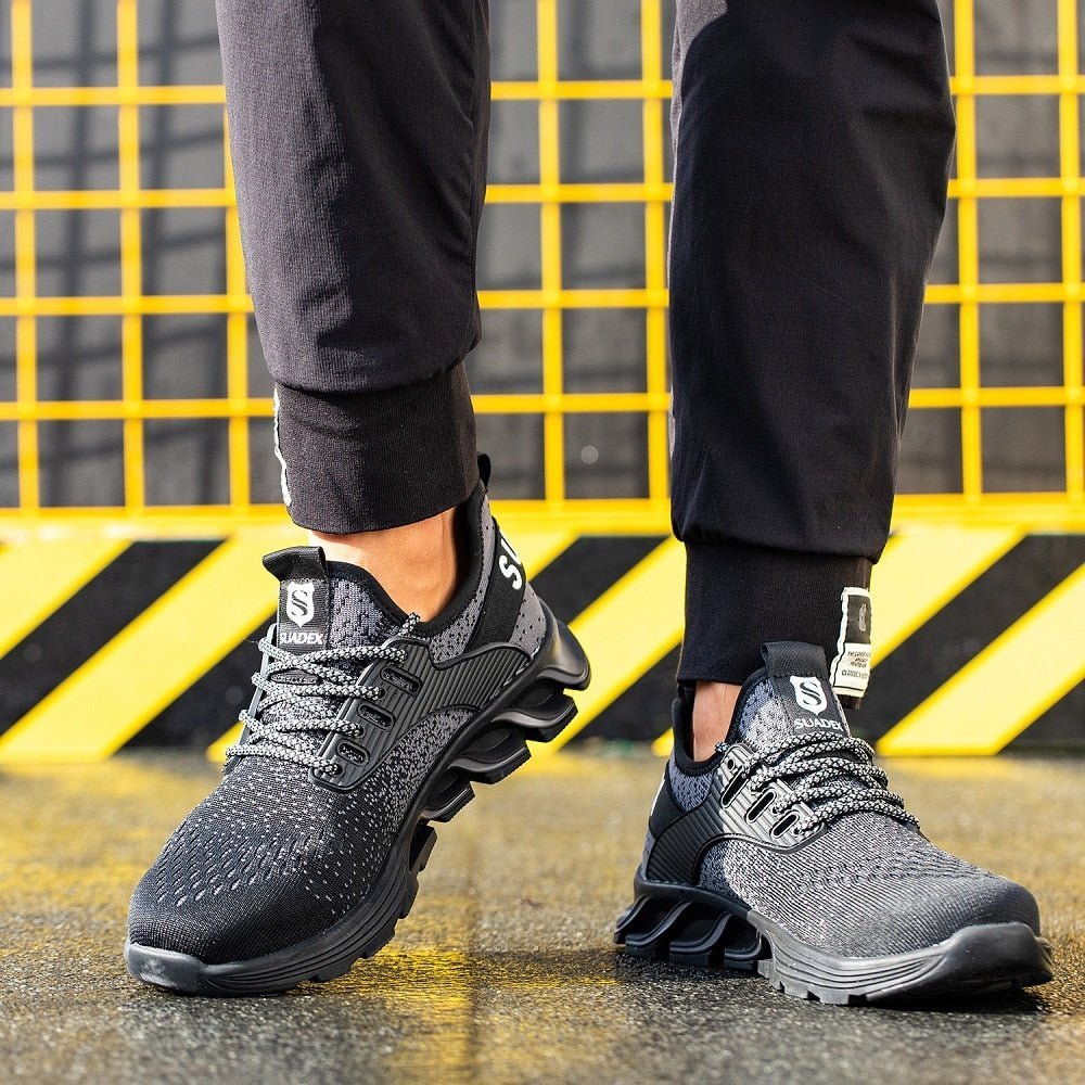 Men's Steel Toe Safety Boots - Black Lightweight Comfort - Lexians