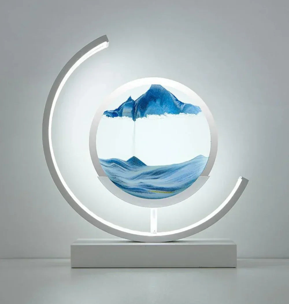 Elegant desktop decor sand lamp, a serene night light & home accent. Perfect unique gift for any living space.