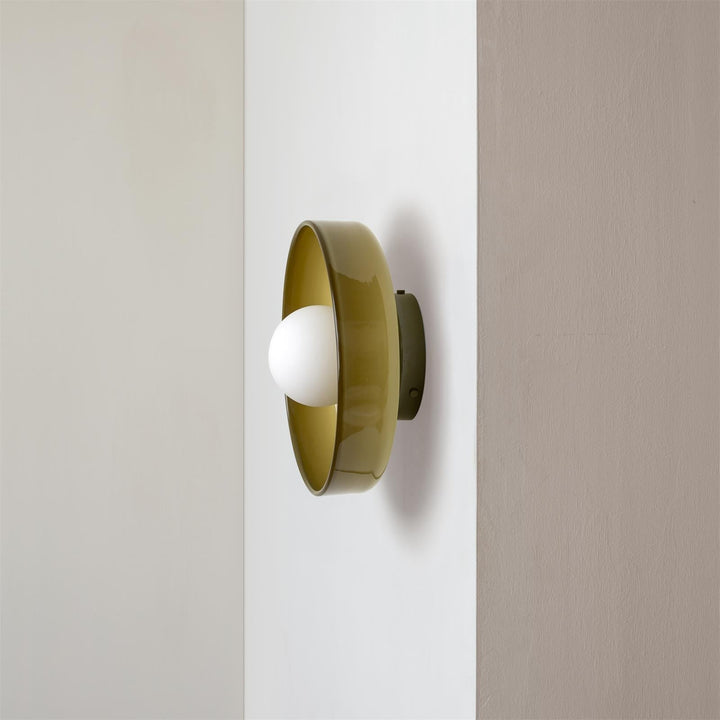 "Minimal flush mount ceiling light with frosted shade, sleek finish, offers soft illumination; ideal for modern and tradition
