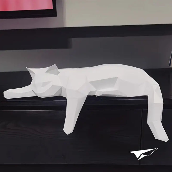Contemporary cat figurine statue, a unique modern office accent or elegant shelf decor. Ideal for cat lovers.