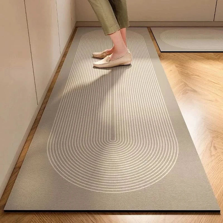 Durable non-slip kitchen floor mat in a modern minimalist style. Enhances comfort and kitchen safety.