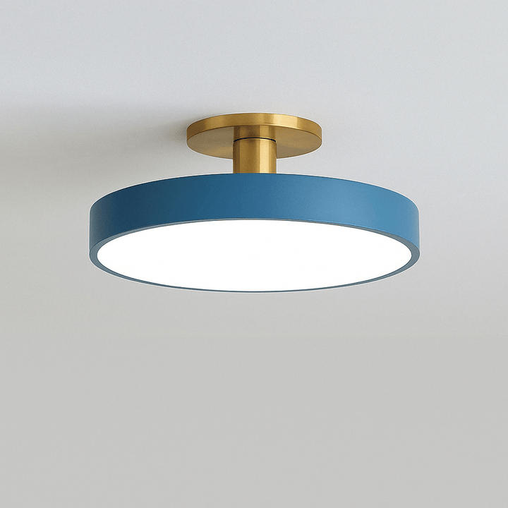 "Minimalist Nordic Macaron LED Ceiling Light in vibrant colors, round design, perfect for modern interior decor."