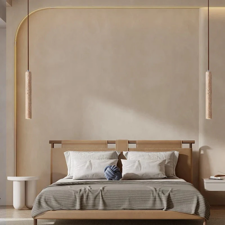 Elegant Wabi-Sabi ceiling light with LED technology, ideal for contemporary dining rooms. Minimalist design.