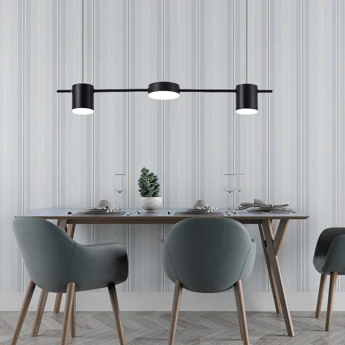 Contemporary AuraDrum drum pendant light, providing elegant LED lighting for dining rooms.