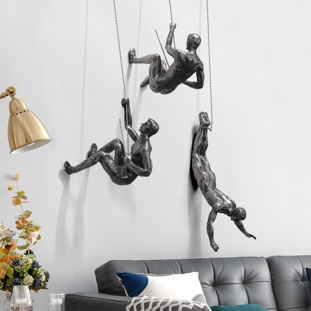 Abstract climber wall art, unique sculpture for modern interior design, adding an artistic touch.