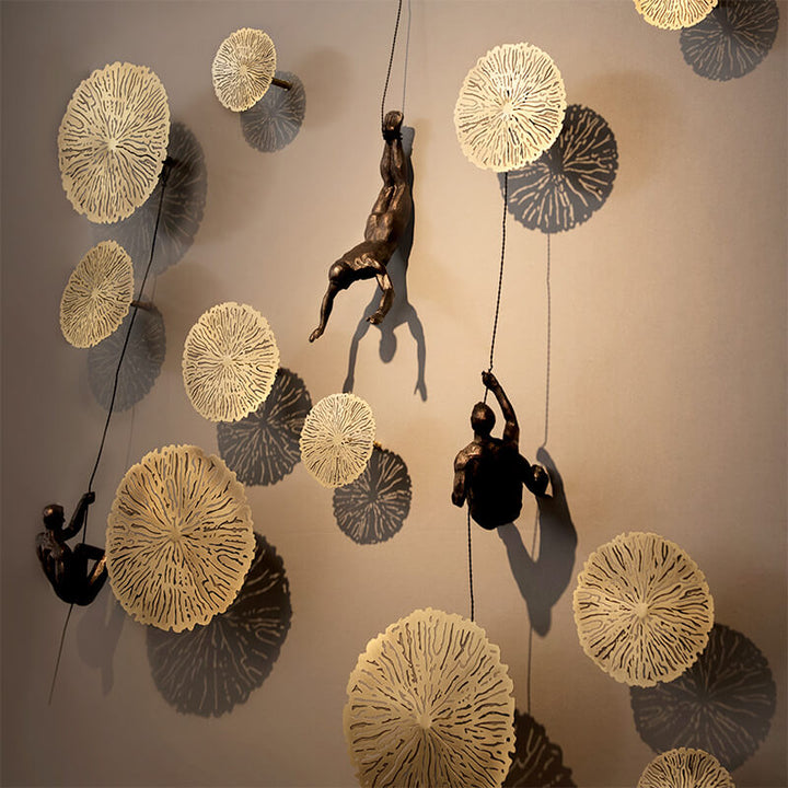 Artistic climber wall decor, a modern abstract sculpture that enhances any contemporary space.