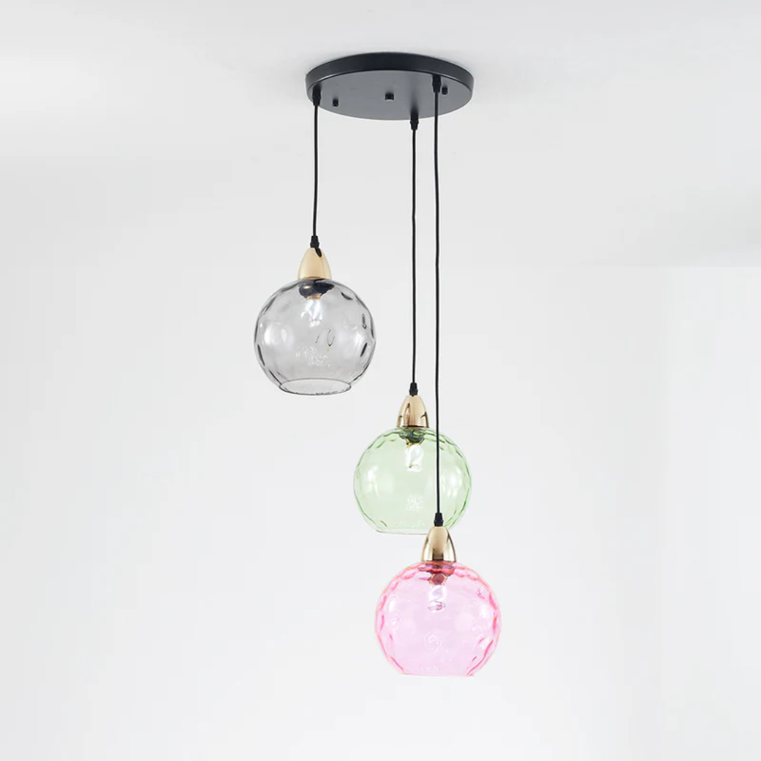 Bright LED 3-lamp cluster pendant, modern lighting fixture for kitchens or bedrooms.