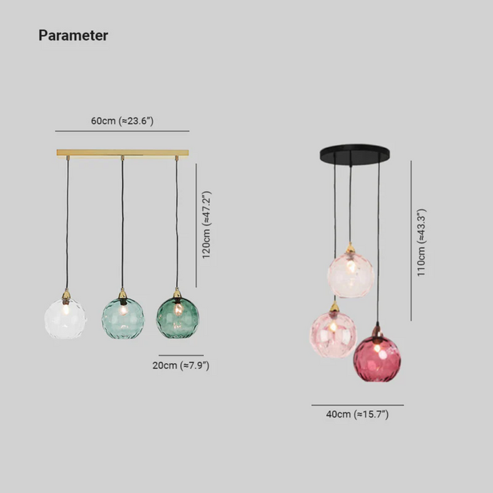 Geometric 3-lamp cluster pendant light, modern design for contemporary living.