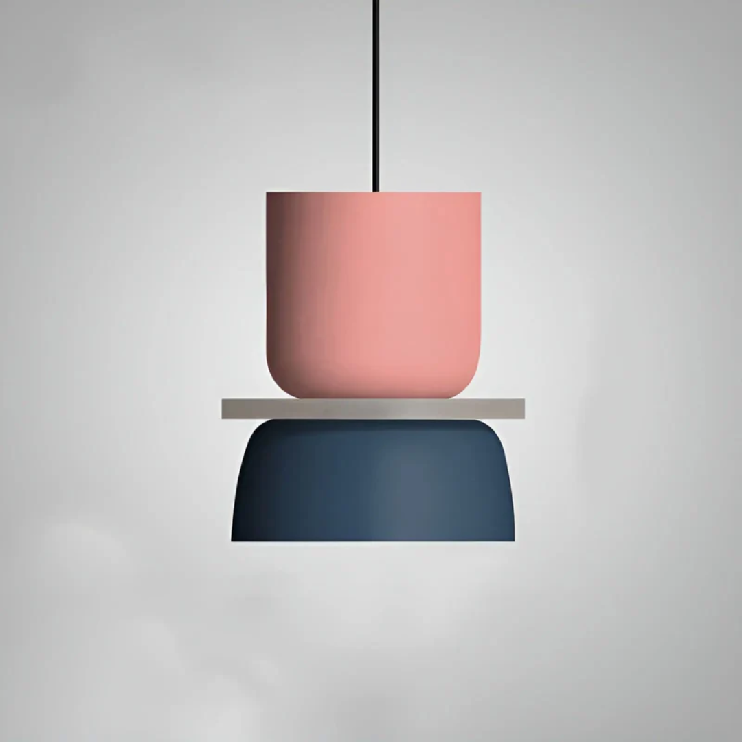 Modern colorful LED macaron pendant light for contemporary home decor.