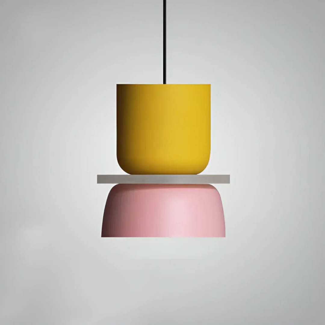 Playful and stylish macaron LED pendant light, perfect for children's rooms or creative corners.