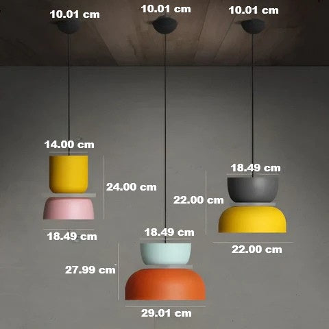 Eye-catching modern LED macaron pendant light, a statement piece for colorful home interiors.