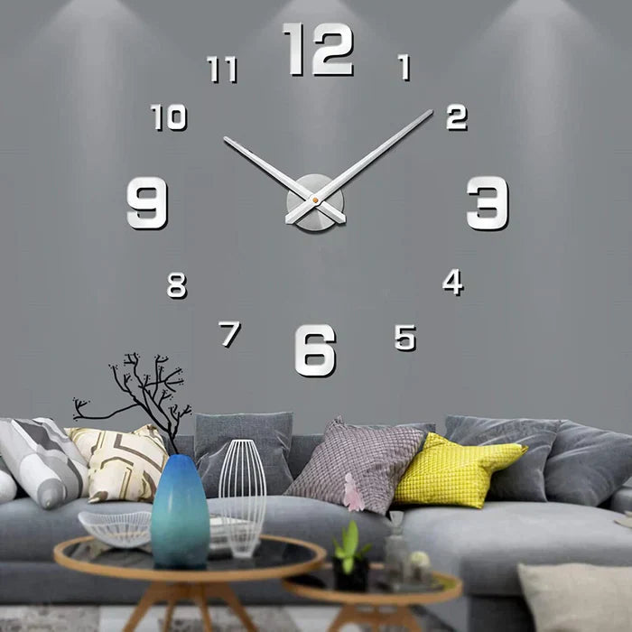 Customizable DIY wall clock for modern decor. Large luminous numbers, easy self-adhesive installation.
