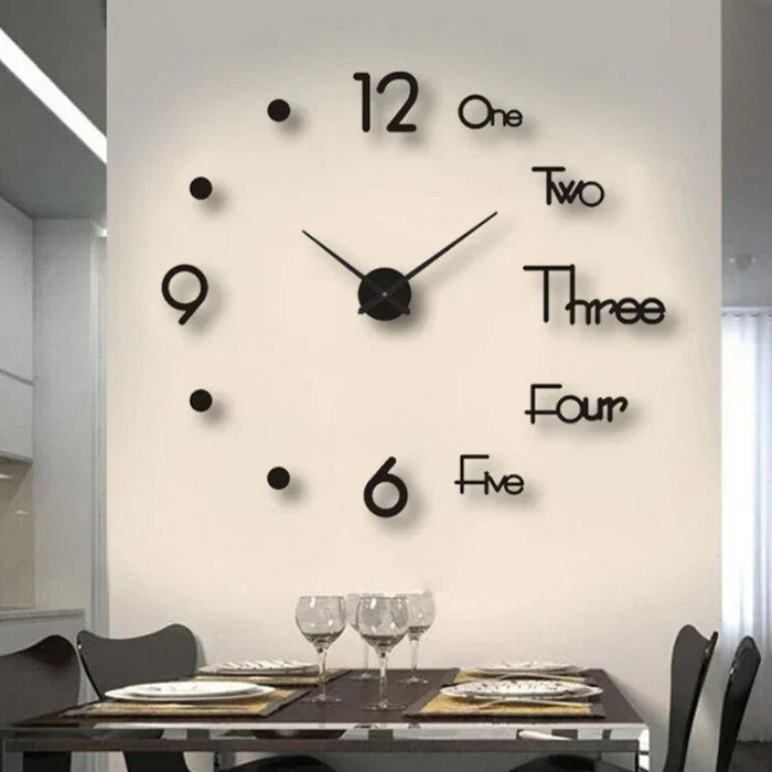 Large modern wall clock, a striking customizable DIY timepiece. Enhances any living or bedroom space.