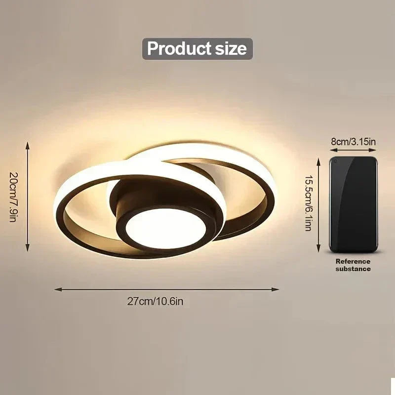 "Modern dimmable LED flush mount ceiling light, 3-colour options, sleek round design, fits low ceilings, energy-efficient"
