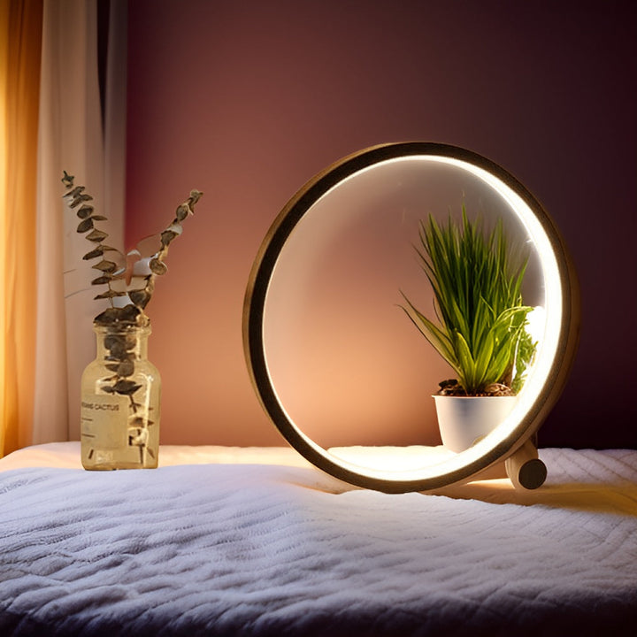 Sleek modern LED table lamp, dimmable for customizable ambient lighting, perfect home decor.