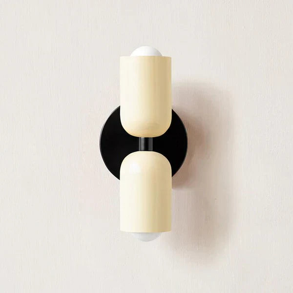 Modern DualGlow double LED wall sconce with adjustable light, energy-efficient interior decor.