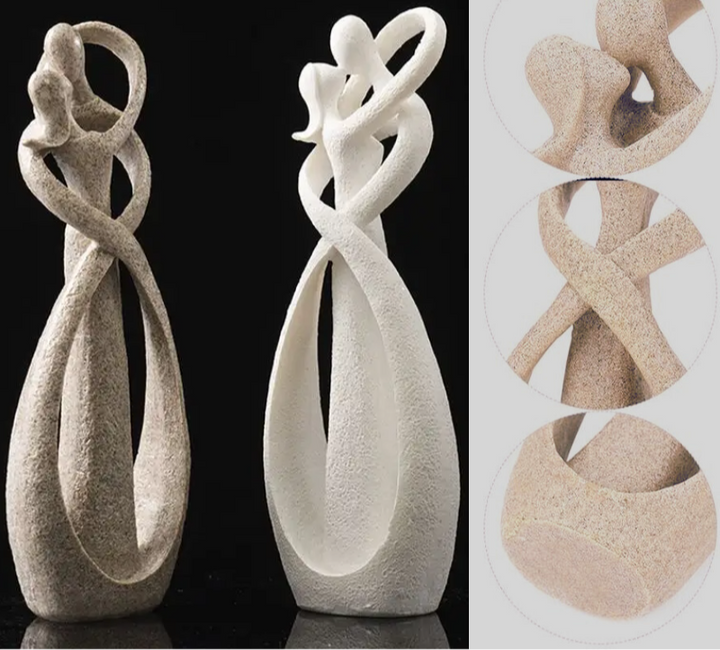 Abstract 'Eternal Embrace' figurine, a symbolic love sculpture. Timeless modern decor, ideal unique anniversary or wedding gift.