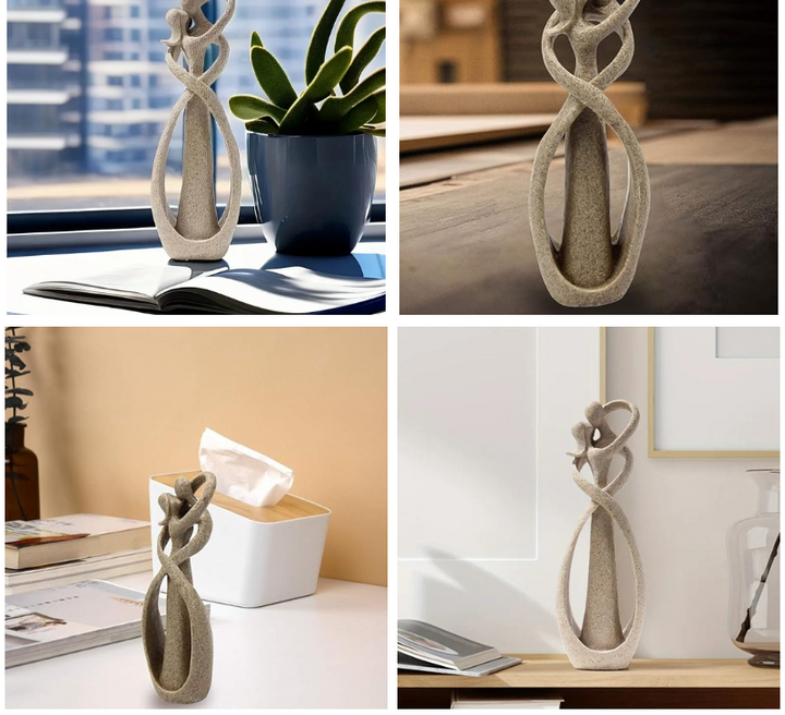 Timeless abstract love figurine, 'Eternal Embrace' modern decor. Beautiful sculpture & home accent, perfect for living room display.