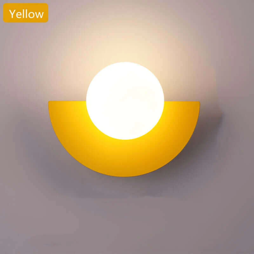 Minimalist metal half moon LED wall light, perfect for modern home decor & energy-efficient lighting.