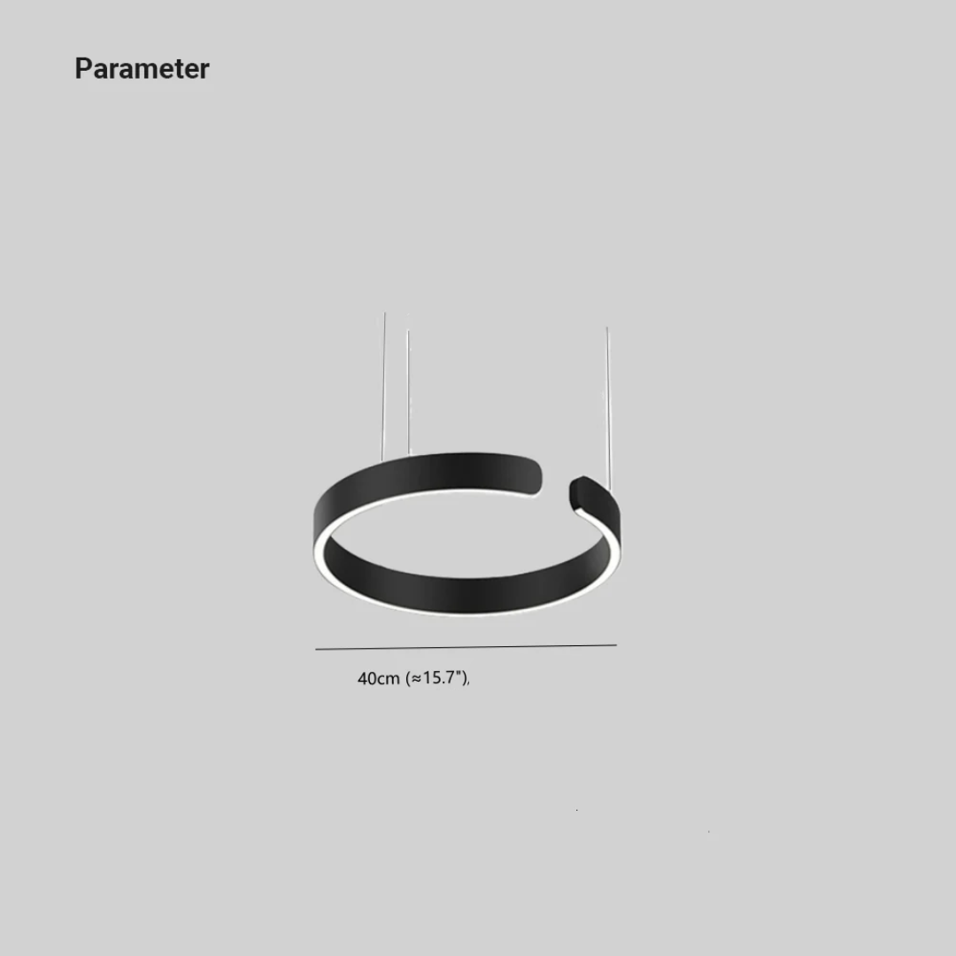 Elegant modern circle LED pendant light. Dimmable HaloRing fixture, contemporary design for stylish home lighting.