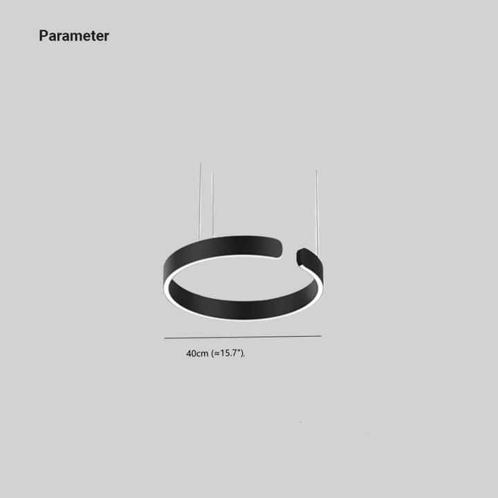 Elegant modern circle LED pendant light. Dimmable HaloRing fixture, contemporary design for stylish home lighting.
