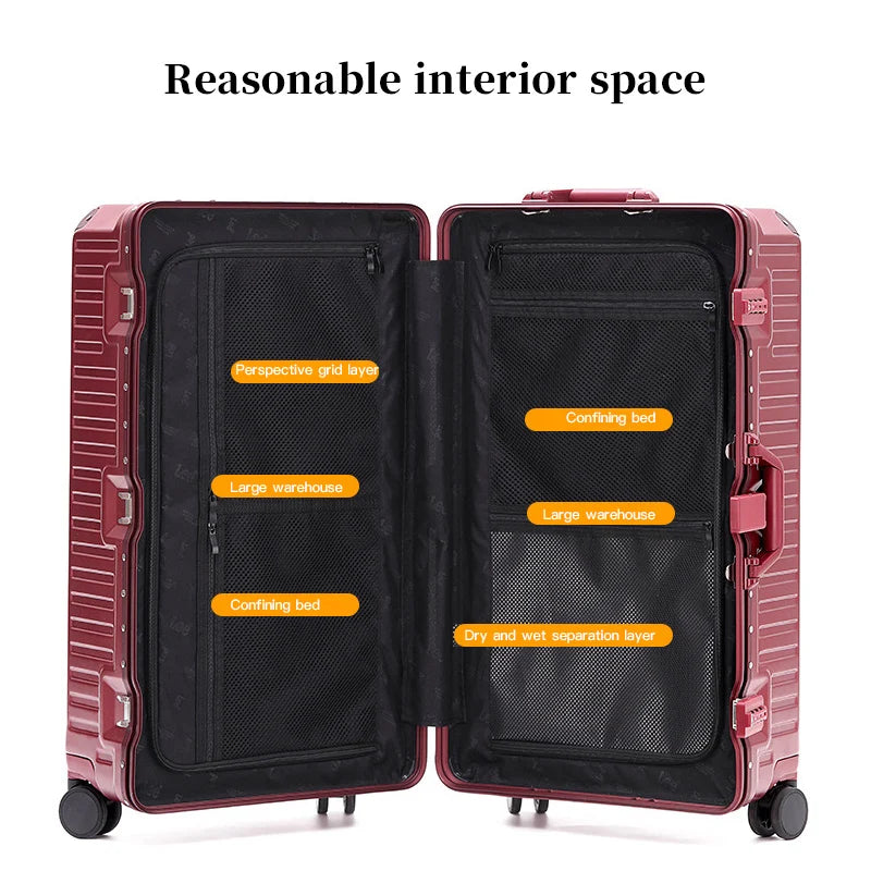 Secure hard shell travel suitcase with integrated TSA lock and wide handle for peace of mind.