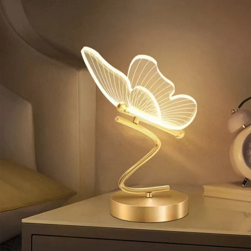 Modern LED Butterfly Desk Light; elegant table lamp perfect for home office, living room accent lighting, or decor.