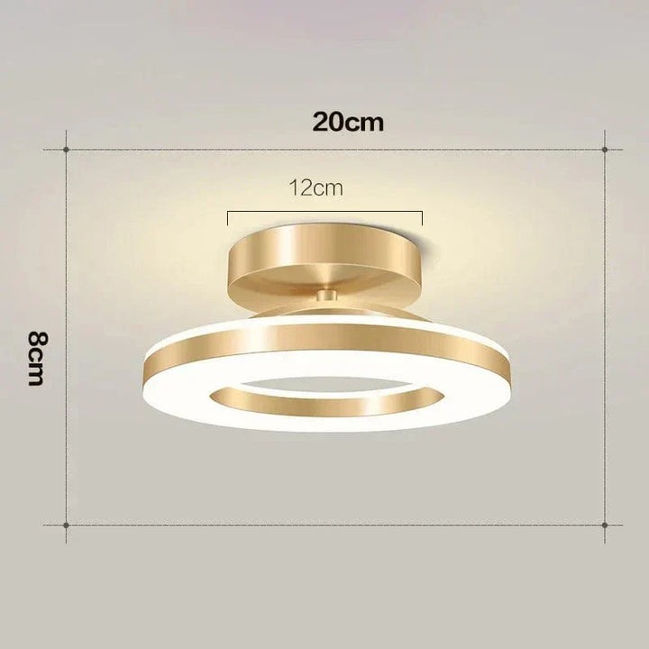 "Modern LED ceiling light with adjustable colors, sleek design, gold and black finish, perfect for contemporary interiors."