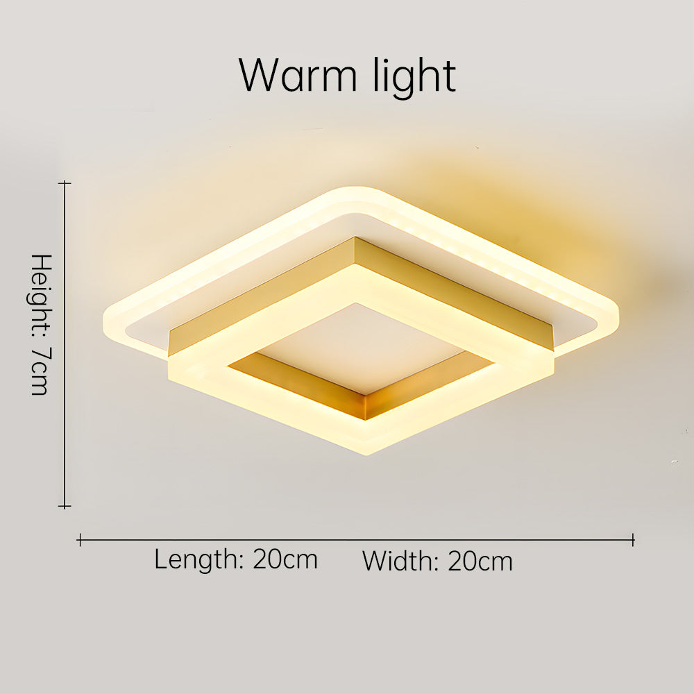 "Modern LED ceiling light with sleek square design, black finish, ideal for stylish hallways, emits bright 1920 lumens."