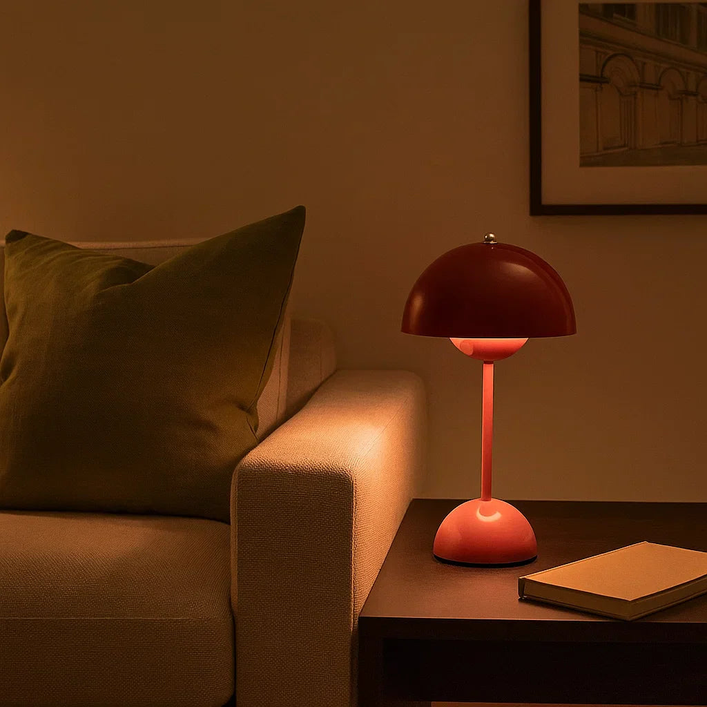 Contemporary LED desk lamp with touch control for bedroom, office, or living room. Sleek design.