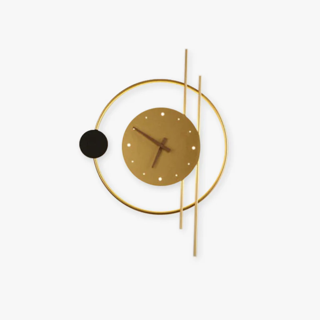 Chronos modern LED wall clock lamp, a decorative piece for chic living & bedroom spaces.