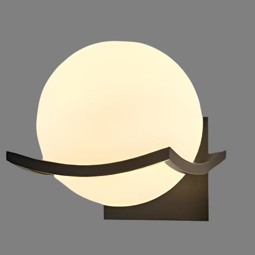 A modern LED wall lamp emitting a soft, warm glow.