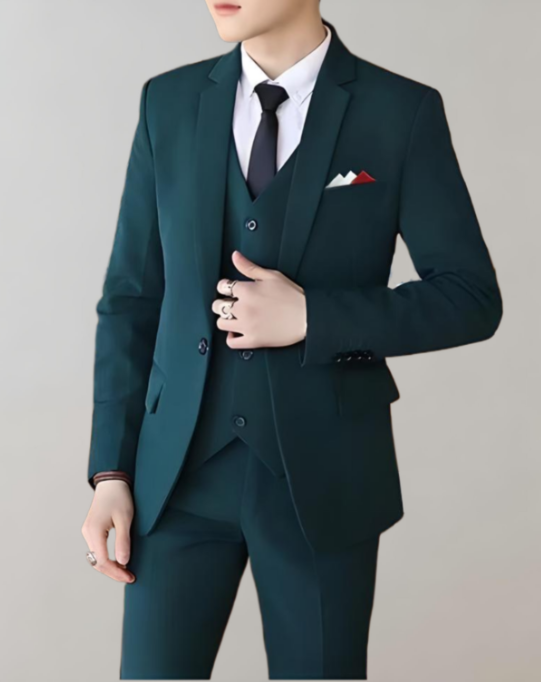Elegant men's Tobias 3-piece suit; a sophisticated choice for formal events, business, and weddings.