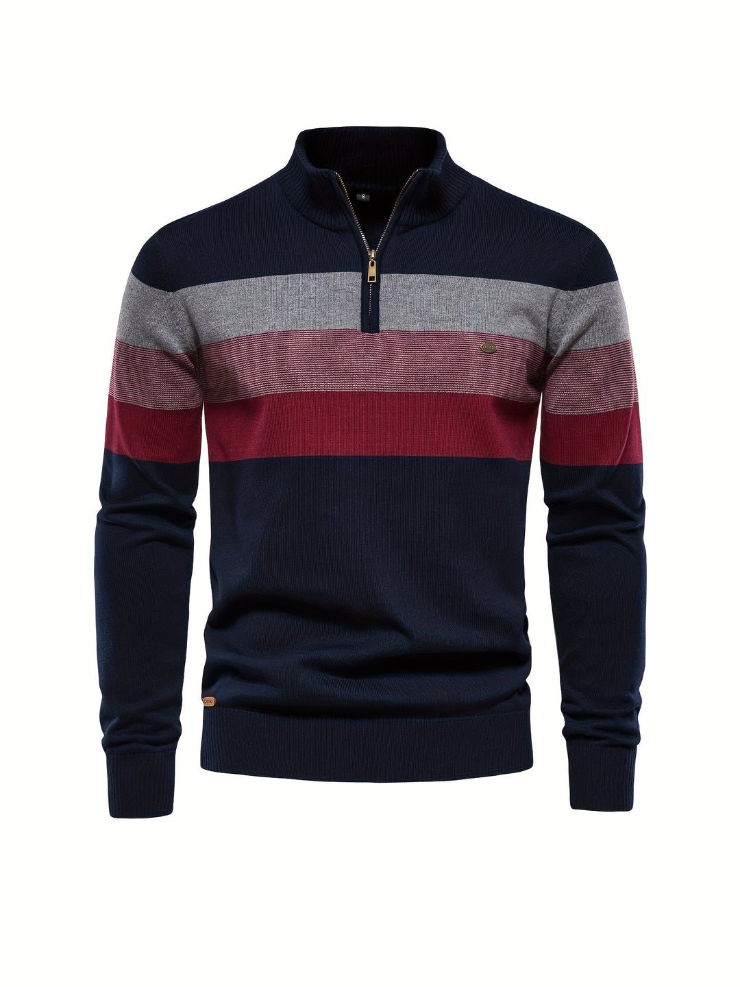 Stylish men's half-zip knitted sweater. Wyatt cotton pullover, perfect for versatile modern comfort & winter.