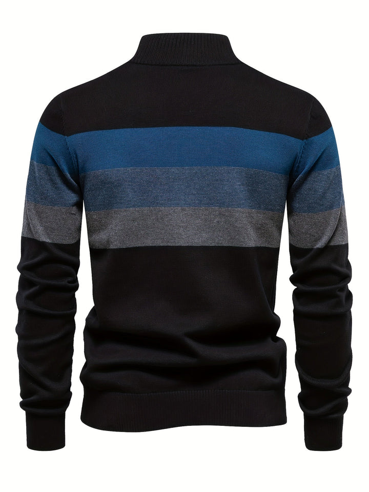 Wyatt men's premium cotton half-zip knitted sweater. Ideal modern pullover for casual daily & winter wear.