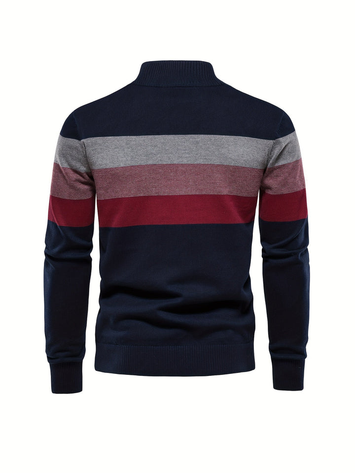 Men's modern knitted cotton half-zip sweater, Wyatt pullover. Perfect for comfortable autumn & winter layering.