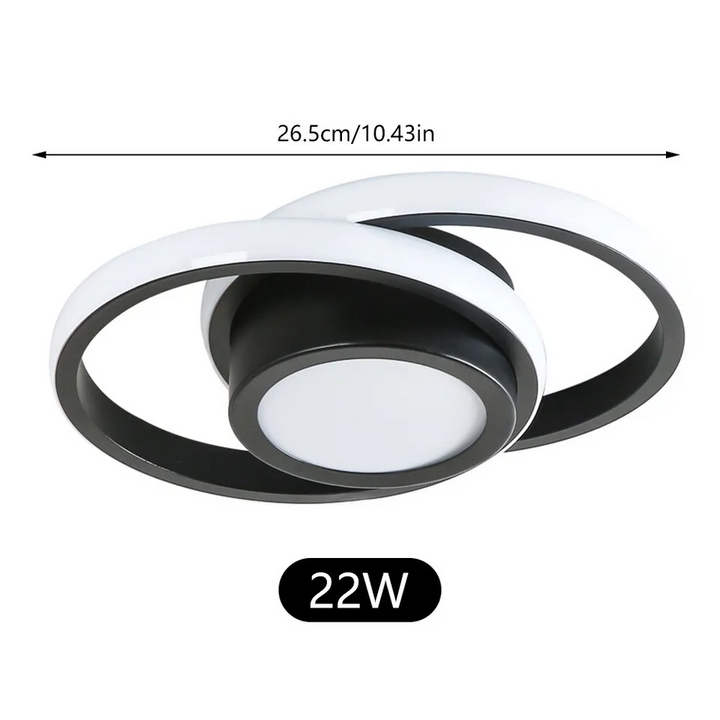 "Modern Minimalist Halo Duo Ceiling Light with a sleek, circular design providing warm, ambient LED illumination."