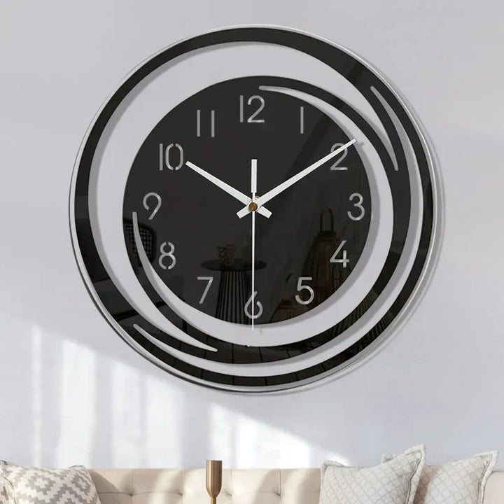 Modern minimalist silent wall clock for home & office decor. Geometric contemporary design.